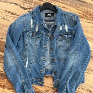Blue Distressed Jean Jacket for Women
